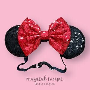 Classic Sequin Elastic Minnie Ears | Disney-Inspired Adjustable Mouse Ears